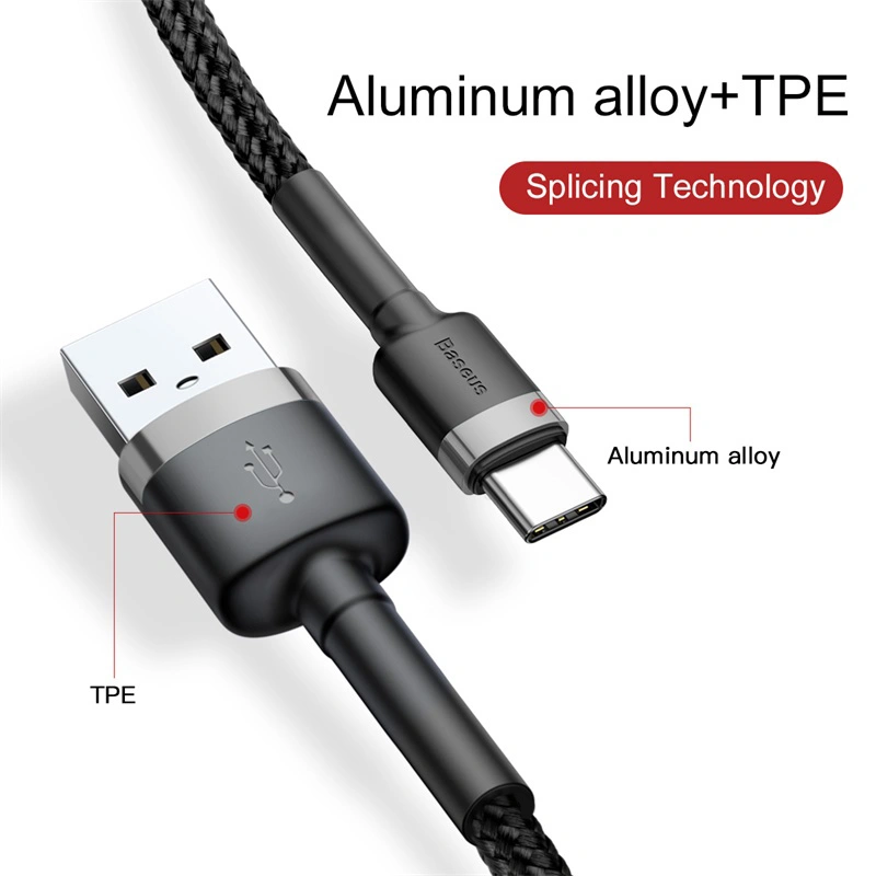 Baseus cafule Cable USB For Type-C 3A 1M Gray+Black - Image 9